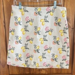 Loft Outlet Floral Lemon Fruit Cotton Print Pencil Straight skirt 14 Yellow Pink